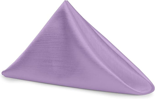 17x17-Inch Shantung Satin Cloth Napkins, Lilac, Set of 120 | Bulk Case of 10 Dozen, Square, 100% Polyester Fabric, Reversible, Faux Dupioni Silk Reverse Side, Machine Washable, Purple by UltimateTextile
