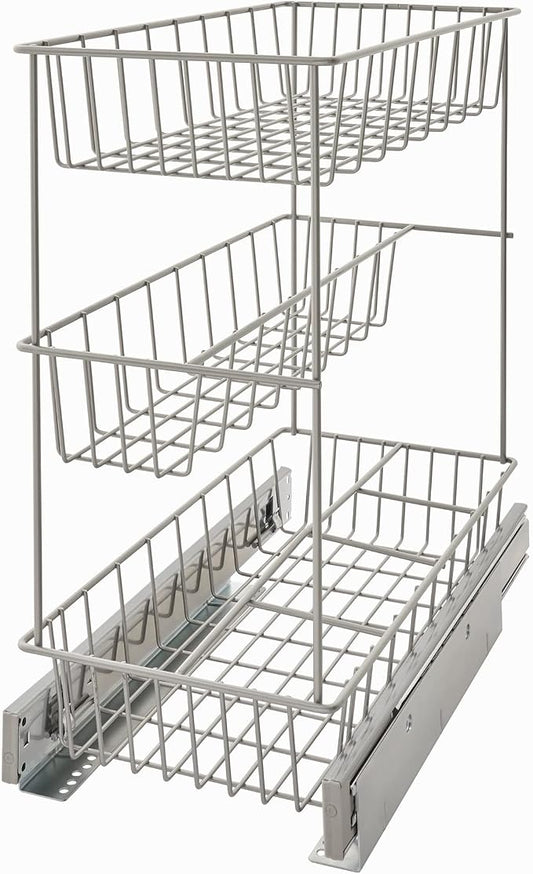 ClosetMaid 32105 Premium Wide 3-Tier Compact Kitchen Cabinet Pull-Out Basket, 8.75-Inch by Unknown