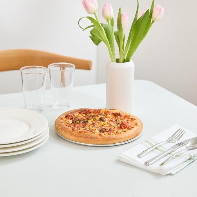 Restaurantware 9 Inch Aluminum Pizza Pan 12 Count Wide Rim Silver Pizza Pan, Heat Conductive Round Pizza Tray, Lightweight Corrosion-Resistant Serving Tray For Restaurant Or Home Use - Image 6