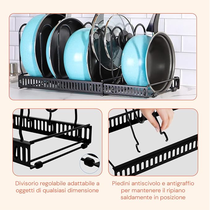 Avilia Extendable Stainless Steel Kitchen Sink Organizer with Stand, Ideal for Lids, Pans and Kitchen Organization Space Saving - Image 5