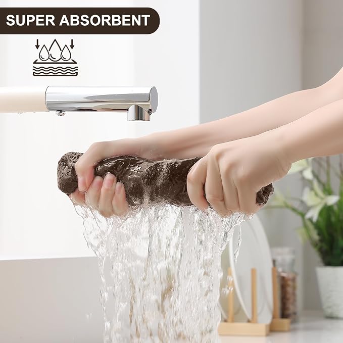 Homaxy 8 Pack 100% Cotton Kitchen Towels and Dishcloths Set, Dark Brown | 12 x 12 Inches and 13 x 28 Inches Kitchen Towels Set, Ultra Soft Absorbent Dish Cloths for Washing Dishes - Image 3
