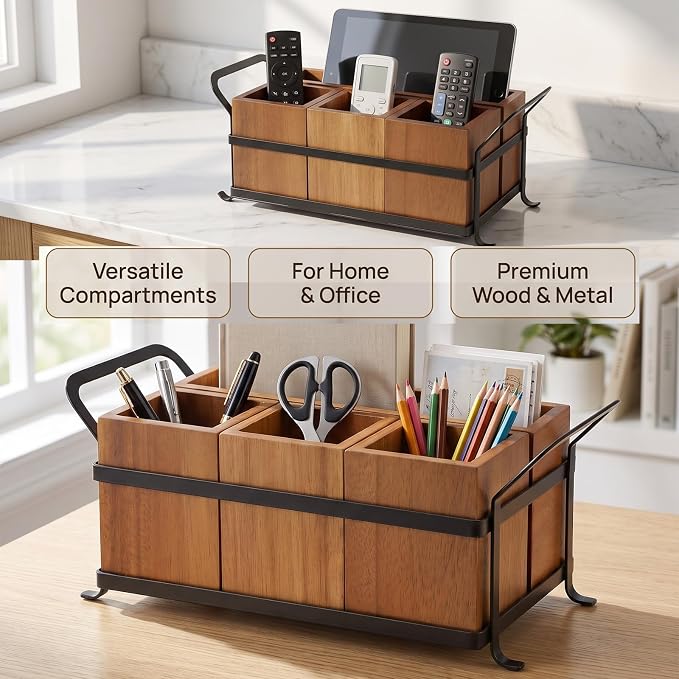 NelyBet Utensil Holder Silverware Caddy for Party Countertop, 4pcs Wood Bins Set Silverware Organizer Cutlery Holders for Spoon Fork Napkin Plate - Image 6