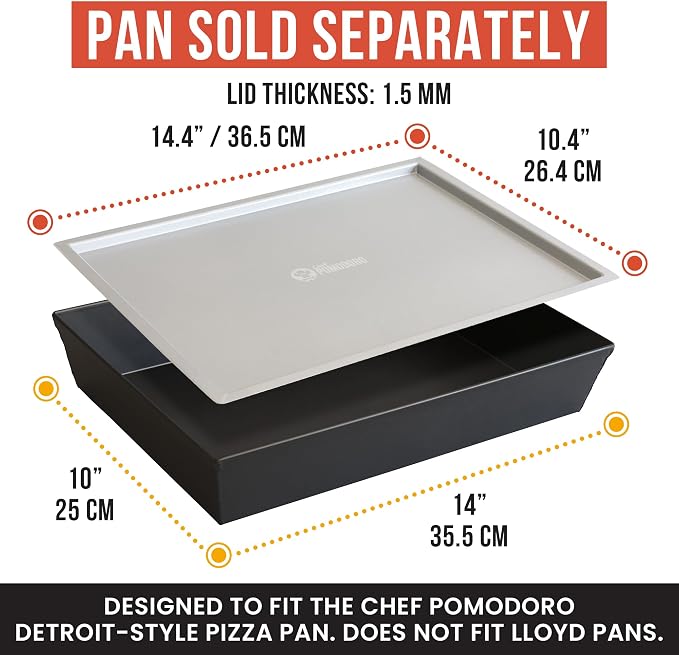 Chef Pomodoro Detroit Pizza Pan Lid, 10x14in, Anodized Aluminum, Lid Only | Lid Only, Pan Sold Separately; Fits Chef Pomodoro Detroit Pan Only; Retains Heat & Humidity, Prevents Drying, Stackable - Image 3