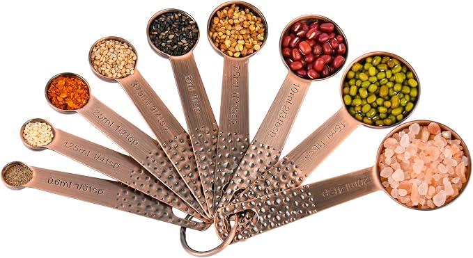 Copper Measuring Cups and Spoons Set, Stainless Steel Measuring Cups and Spoons Set for Baking and Kitchen, Measuring Cups Set with 3/4 Cup Measuring Cup - Image 4