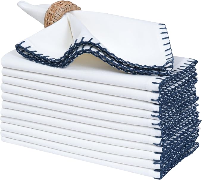 Bedding Craft Cotton Cloth Dinner Napkins Set of 12 – 18x18 Magical Forest Reusable Fabric Napkins with Blanket Stitch Selvedge – Elegant Washable Wedding Napkins for Dining, Kitchen & Events - Image 8