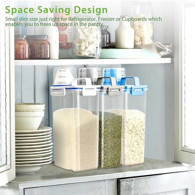 Viretec Rice Storage Container, 3 to 5Lbs Dry Food Airtight Container, Pet Dog Cat Food Canister, BPA Free Clear Plastic Kitchen and Pantry Organization Bin for Oatmeal, Grain, Cereal, Pasta, Flour - Image 8
