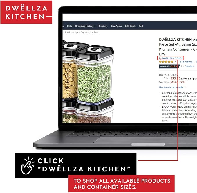 DWËLLZA KITCHEN Large Airtight Food Storage Containers - Clear Plastic Bulk Food Pantry & Kitchen Storage Containers for Flour, Sugar and Baking Supplies 4 Pcs. BPA-Free, Keeps Fresh & Dry (Black) - Image 4