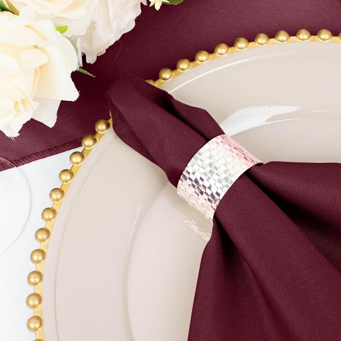 Efavormart Premium Cloth Napkins Set of 25, 20x20 Inch Burgundy Violet Seamless Dinner Napkins, Washable Linen Table Napkin Cloth with Hemmed Edges for Weddings, Party and Banquet - Image 8