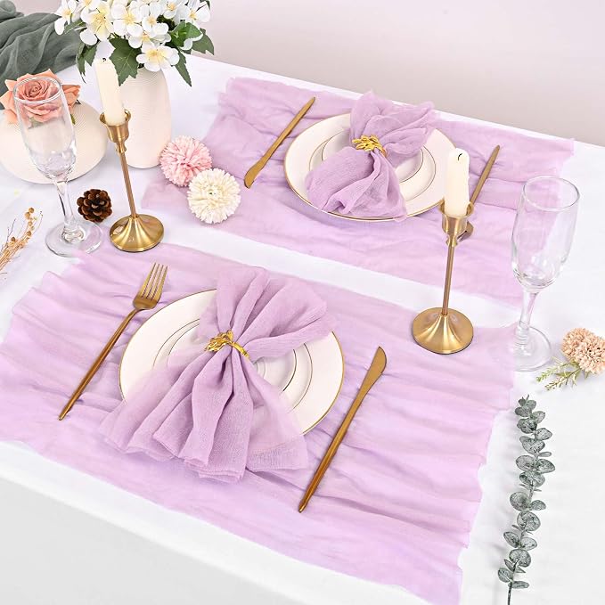 Lavender Cheesecloth Napkins - Bulk Set of 50, 20x20 Inch Washable and Reusable Boho Cotton Gauze Purple Cloth Napkins for Weddings, Bridal Girl Baby Shower, Party and Banquet - Image 7