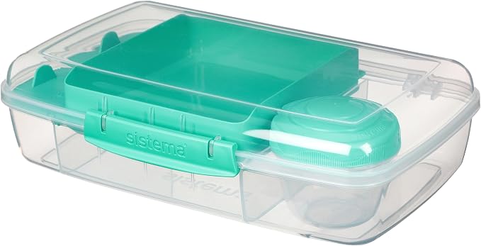 Sistema To Go 1.76L (3-Pack) Bento Box Food Storage Containers, School Lunch Boxes with Removable Dividers & Snack Pot, Freezer, Microwave, & Dishwasher-Safe, Assorted Colors, BPA-Free - Image 7