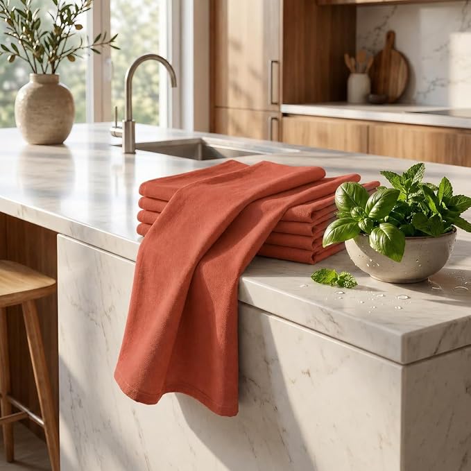 Urban Villa Kitchen Towels Cotton Dish Towels 20”x30” (Set of 6) Rust - Image 6