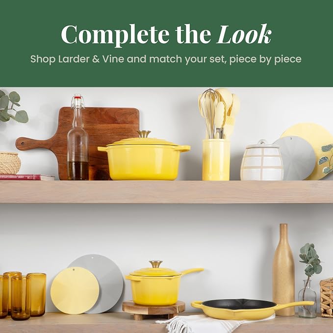 Larder & Vine 12-Piece Silicone Kitchen Cooking Utensils Set with Stainless Steel Handle and Ceramic Holder, Dishwasher Safe Set of Kitchen Essentials (Limoncello) - Image 7