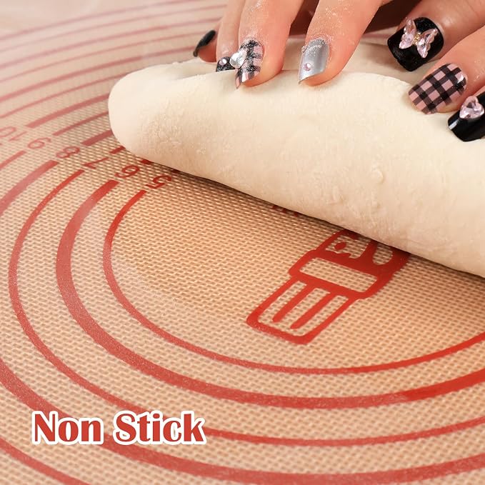 Non-slip Silicone Pastry Mat Extra Large Measurements 16''x 26'' Baking Mat | Silicone Baking Mat Counter Mat Dough Rolling Oven Liner Fondant/Pie Crust Sourdough Bread Supplies Folksy Super Kitchen Red - Image 4