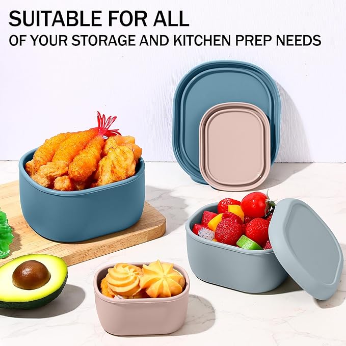 12 Pcs Silicone Food Storage Containers with Lids,Mo Landi Color | Reusable, 3 Size Silicone Lunch Box Bento, Freezer Dishwasher Safe, 6.7oz, 10oz, 20oz - Image 5