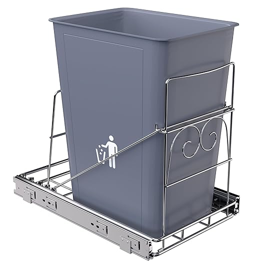 JOWBOOW Pull Out Trash Can Under Cabinet, Adjustable Cabinet Trash Can Pull Out Kit Under Sink Slide Out Shelf(Bin Not Included), Fits Min. 12" Opening Cabinet by JOWBOOW