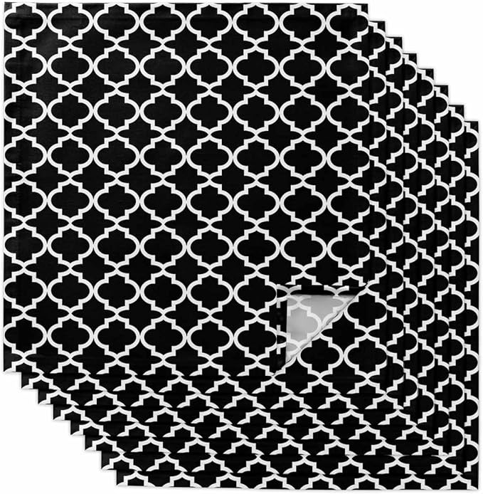 Cloth Napkins Set of 8-20x20 Inches, Black Morocco Washable Reusable Table Napkins, Boho Modern Minimalist Abstract Geometric Soft & Absortbent Dining Napkin for Party Wedding Hotel Restaurant by Unknown