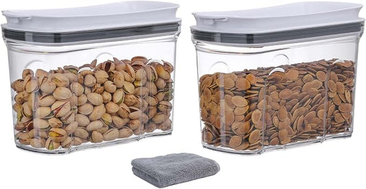 Food Dispenser Set, Airtight Food Storage Container with Lid 1.5L,2PCS BPA-FREE Plastic Pantry Organization Canisters for Nuts Quinoa Coffee and More Dry Food in Kitchen by FreshKeeper