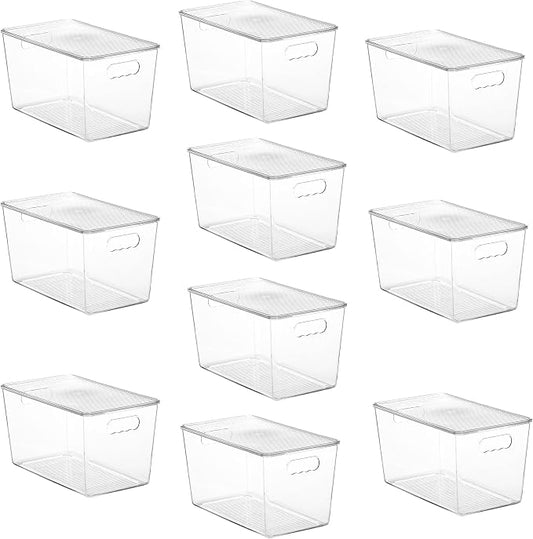 Vtopmart 10 Pack Clear Stackable Storage Bins with Lids, XLarge | BPA-free Plastic, Organize Vertically, For Pantry Kitchen Fridge Cabinet Closet Bathroom, Built to Last, Easy to Move by Vtopmart