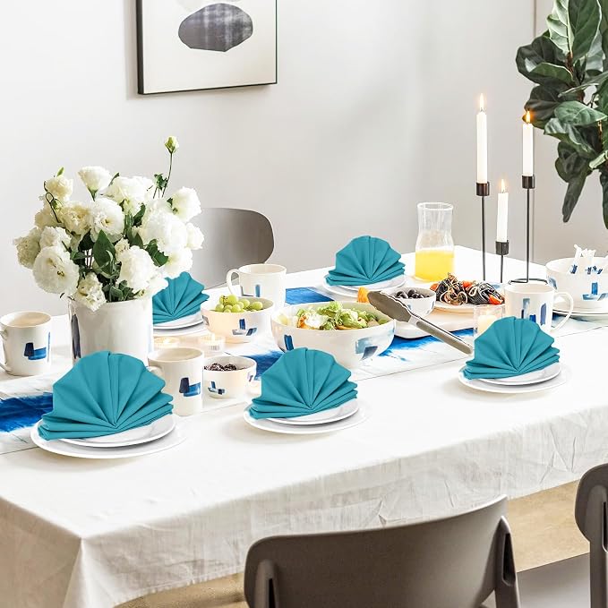 SuperO Set of 120 Cloth Napkins 17 x 17 Inch, Polyester Solid Washable Dinner Napkins with Hemmed Edges,Great for Restaurant, Wedding and Party(Peacock Blue) - Image 5