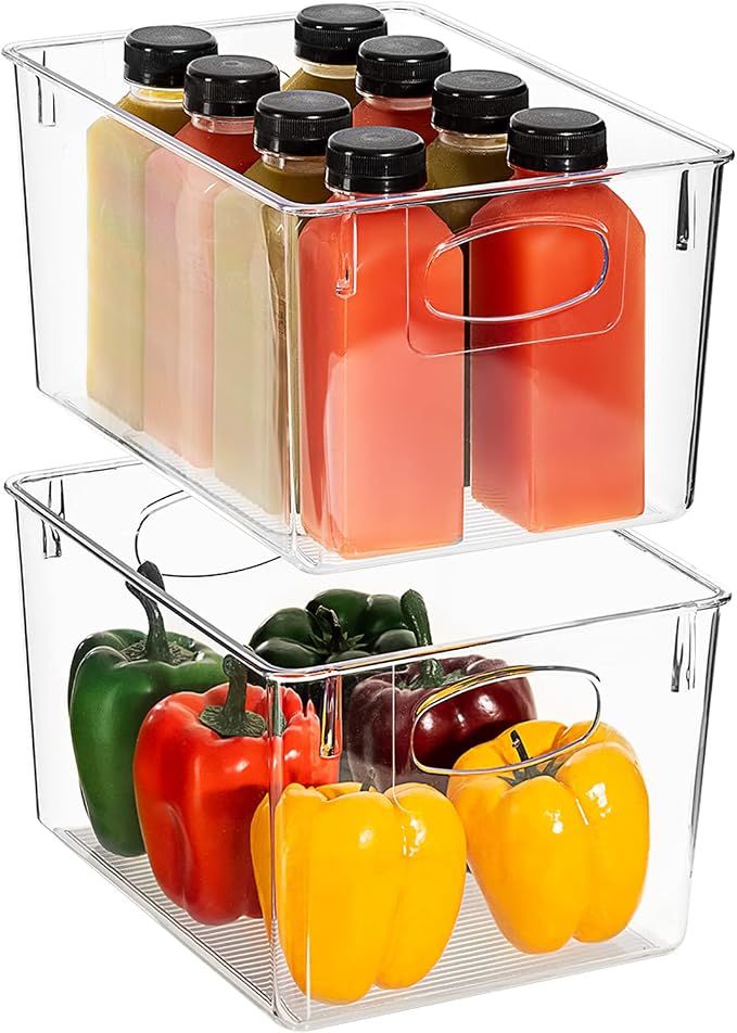 Sorbus Large Clear Plastic Storage Bins for Shelves, Clothes, with Handle - Clear Storage Bins, Drawer, Shelf, Closet, Pantry, Fridge, Freezer Organizer Bins, Closet Organizers and Storage (2 pack) - Image 4