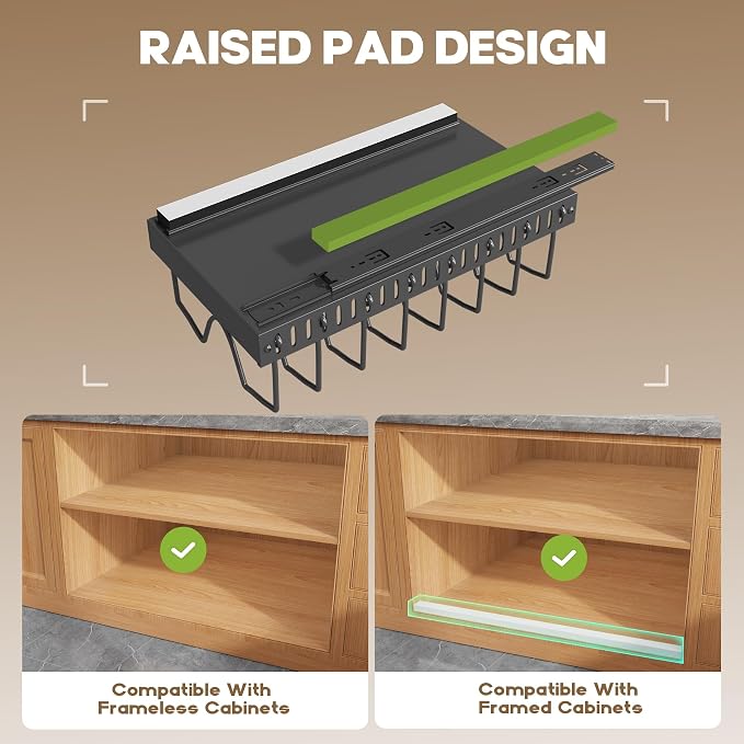 Lozovin Pull Out Pots and Pans Organizer Under Cabinet, Sliding Lid Holder and Pan Rack in Kitchen, Slide Out inside Cabinet Storage for Pot Lid, Bakeware, Dishes, 8 Adjustable Dividers, 1 Pack Black - Image 3