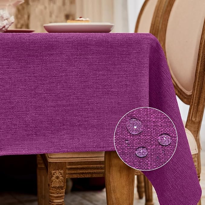 BALCONY & FALCON Rectangle Table Cloth Waterproof Purple 85"x57" | Rectangular Washable Wrinkle Resistant Table Cloth Linen Fabric Tablecloths for Dining Party Kitchen Wedding and Outdoor Use by BALCONYFALCON