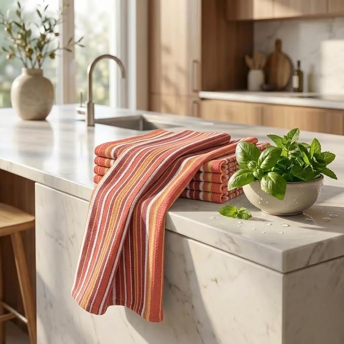Urban Villa Kitchen Towels Cotton Dish Towels 20”x30” (Set of 6) Rust - Image 6