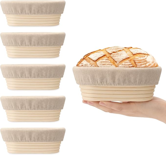 6.5 Inch Banneton Bread Proofing Basket Oval Mini Banneton Basket Set of 6, Small Sourdough Proofing Basket with Liner Rattan Sourdough Baking Supplies for Home Bread Baking by ReimagineTomorrow
