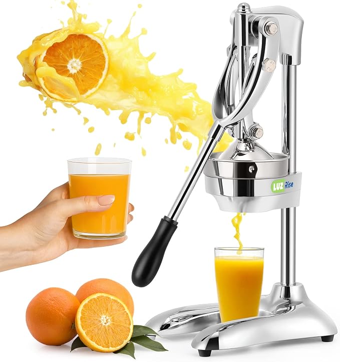 Manual Juicer Hand Press Professional Citrus Juicer Countertop Metal Orange Lemon Pomegranate Squeezer for Commercial Home Restaurant Use( Stainless Steel Heavy Duty Extra Large 7.4*9.8*19.3") by Luzrise
