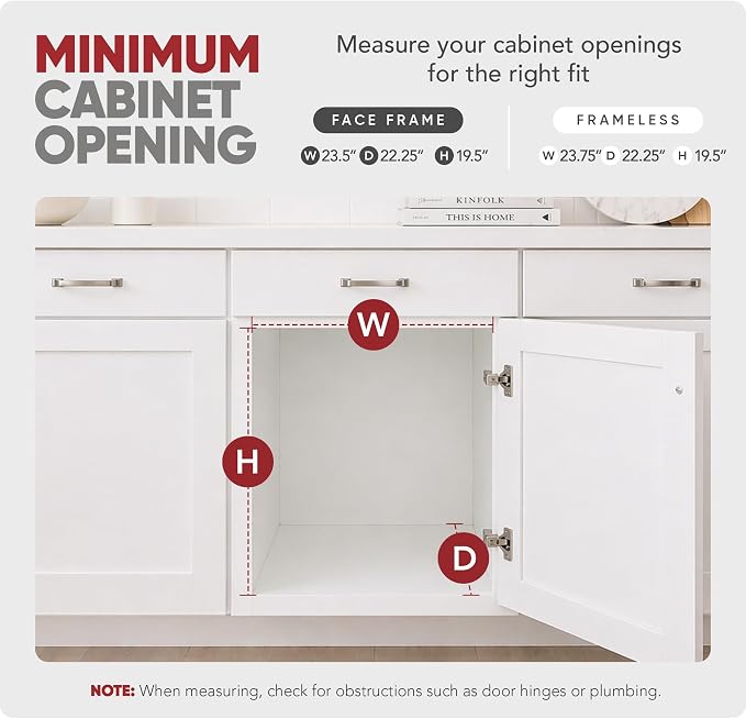 Rev-A-Shelf Pullout Organizer for Cabinets, Min Opening Width of 24" | Two-Tier Steel Shelf for Kitchen or Vanity Cabinet Organization, Heavy Gauge Wire Slide Out Storage Basket, 5WB2-2422-CR-1 - Image 7