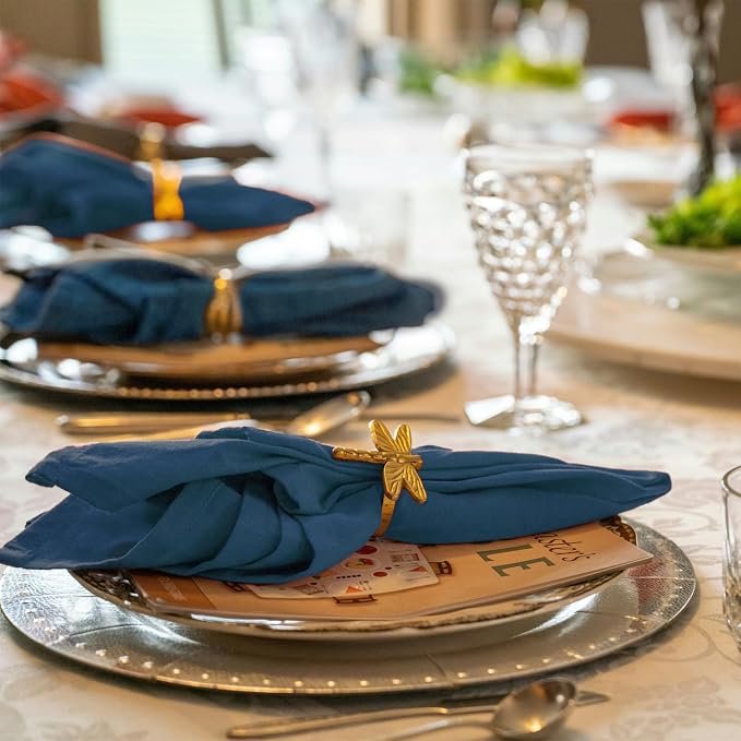 50 Pack Royal Blue Cloth Napkins, 16 x 16 Inch Cotton with Fringe Settings | Handmade washable reusable cotton dinner napkins in bulk for weddings, parties, rustic boho table settings - Image 6
