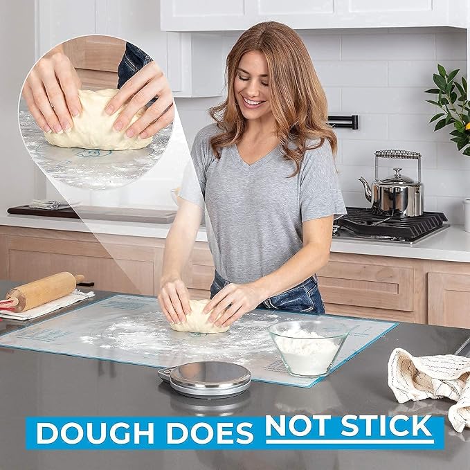 Silicone Baking Mats Set of 5 and Silicone Pastry Mat - 2 Half Sheets Mats + 1 Quarter Sheet Liner + 1 Round & 1 Square Mat + Extra Large Baking Mat For Rolling Out Dough - 100% Silicone - Image 5