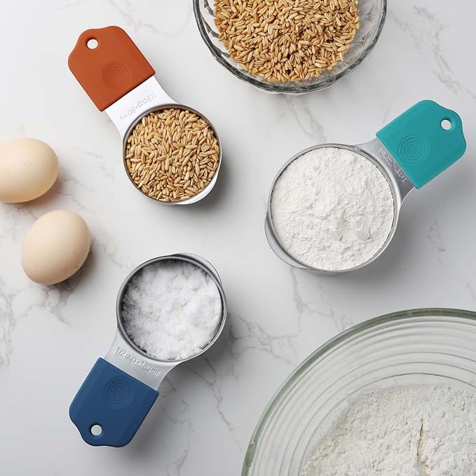 Magnetic Measuring Cups and Spoons Set Stainless Steel Measuring Cup&Spoon | 7 Heavy Duty Measuring Cup 8 Double Sided Magneti Measuring Spoons with 1 Leveler for Dry and Liquid Ingredients (Color) - Image 7