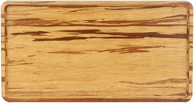 BambooMN Rectangular Nested Bamboo Serving Tray - Tiger Stripe - 17 x 9 x 0.75 by BambooMN