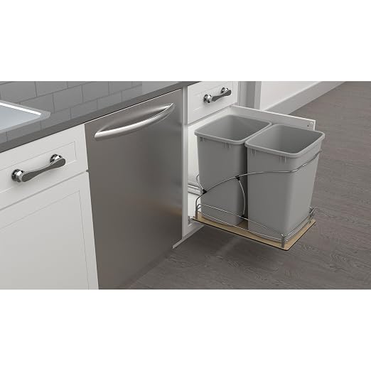 Rev-A-Shelf Double Pullout Trash Can w/Soft-Close Slides, 14.5" Min Opening | Large Capacity Garbage/ Recycling Waste Bins for Under Kitchen Cabinets, Heavy Gauge Wire Construction, 54WC-1835SC-17-1 - Image 8