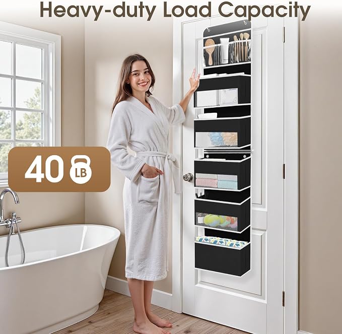 1Pack Over The Door Organizer Large Capacity Hanging Storage Room Organizer | 40 lb Capacity, Ultra-Sturdy, Detachable, Mesh Design with Clear Window, Space-Saving Organizer for Pantry, Nursery & Closet - Image 5