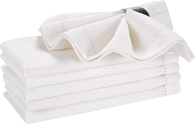 Cloth Dinner Napkins Set of 6 – 100% Cotton White Dinner Napkins 16x16 – Reusable for Easter, Christmas, Weddings, Baby Shower, Parties by BeddingCraft