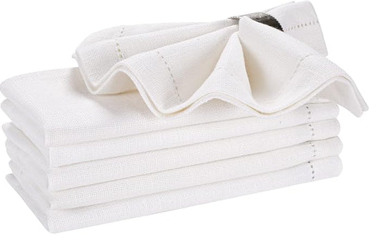Cloth Dinner Napkins Set of 6 – 100% Cotton White Dinner Napkins 16x16 – Reusable for Easter, Christmas, Weddings, Baby Shower, Parties by BeddingCraft