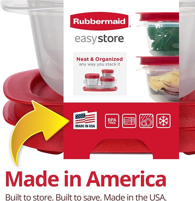 Rubbermaid 7.81- and 14.66-Cup EasyStore Square Containers, 2 Pack, Food Storage Containers, Food Storage Containers with Lids - Image 4