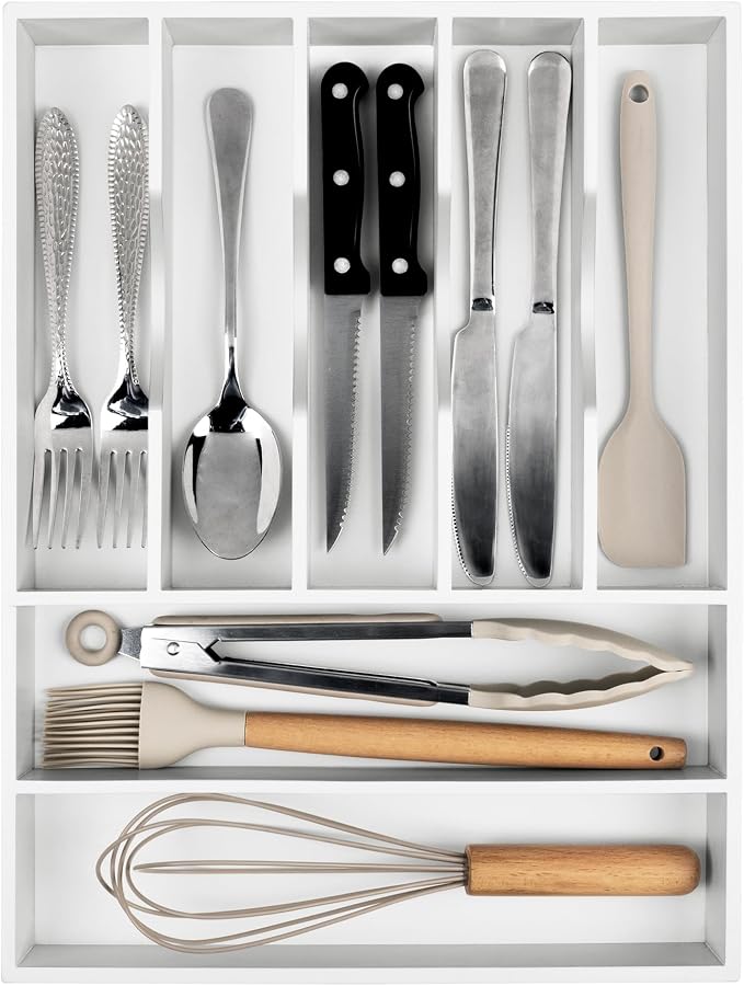 Kitchen Silverware Drawer Organizer and Storage Deep Cookware Utensil Cutlery Rack Office Drawer Organizer Tray Amazon Basics Kitchen Home Gadgets Rv Storage Solutions Wedding Registry Must Haves 2025 - Image 3