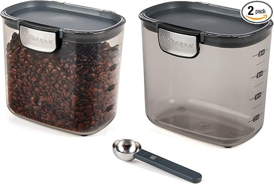 Progressive International ProKeeper+ Clear Plastic Airtight Food Baker's Kitchen Storage Organization Container Canister Set with Magnetic Accessories, 2- Piece Set (Coffee 2-Quart) by ProgressiveInternational