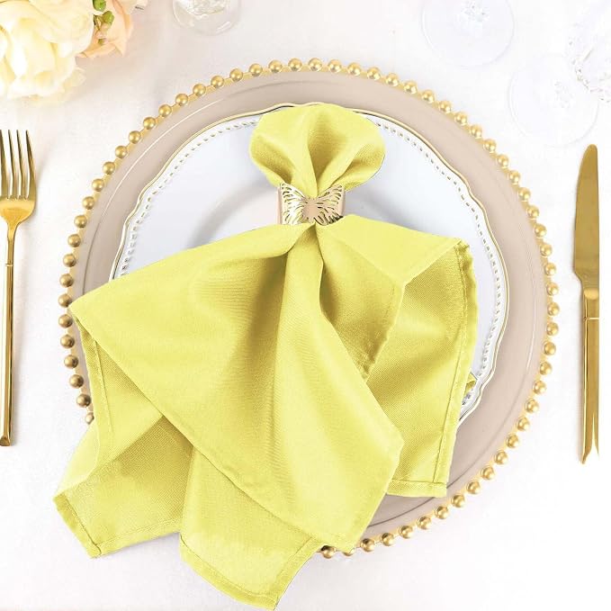 Efavormart Premium Cloth Napkins Set of 100, 20x20 Inch Yellow Violet Seamless Dinner Napkins, Washable Linen Table Napkin Cloth with Hemmed Edges for Weddings, Party and Banquet by efavormart