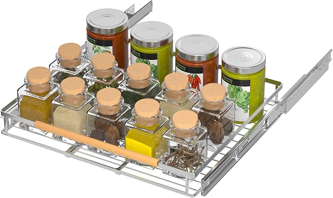 2 Pack Pull Out Cabinet Drawer Shelf Organizer, Extendable Sliding Slide Out Pantry Shelves Storage Heavy Duty for Kitchen Cabinets Under Sink, Adjustable Width 17.1~28" W x 22.4" D - Image 7