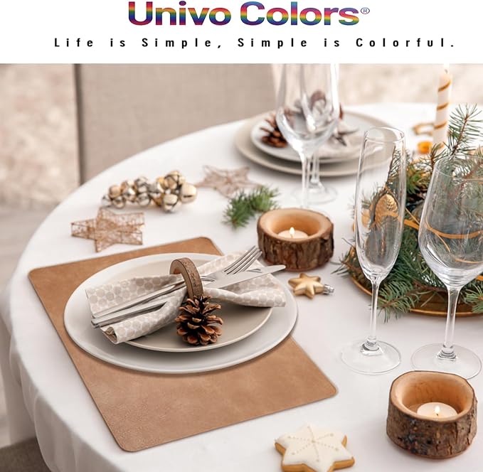 UnivoColors Placemats,Heat Resistant Placemats Set of 6 Washable 12x17 Inch,Waterproof Table Mats,Wipeable Pu Place Mats for Kitchen,Dining Room.Coffee Brown. - Image 8