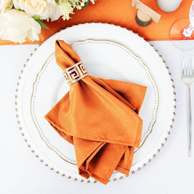 Efavormart Premium Cloth Napkins Set of 5, 17x17 Inch Orange Seamless Dinner Napkins, Washable Linen Table Napkin Cloth with Hemmed Edges for Weddings, Party and Banquet - Image 7