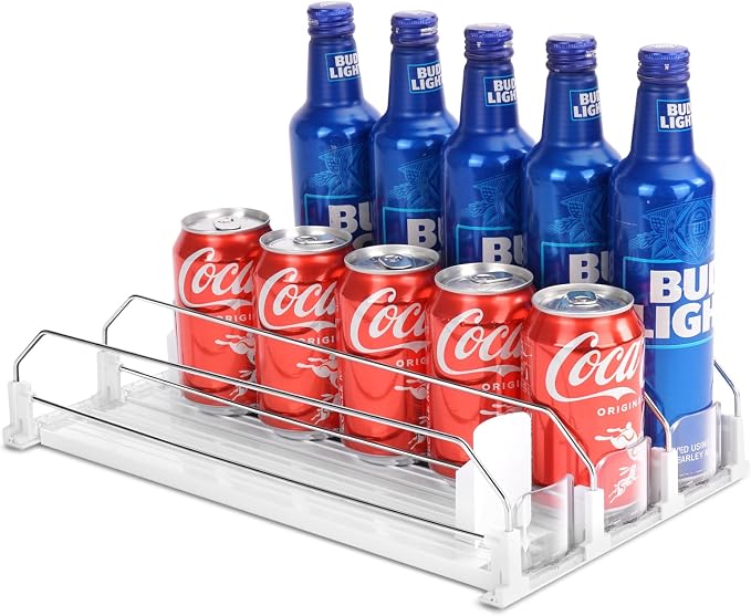 Automatic Soda Can Organizer Refrigerator Can Dispenser for Beer Soda Seltzer already Assembled Drink Pop Can Holder Self-Pushing Drink Organizer for Fridge Storage 15 cans of 11.15oz 12oz 16oz 16.9oz by BingoHive