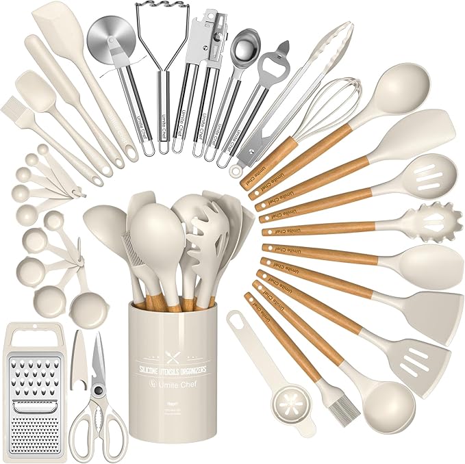 Umite Chef Food Grade Thickened Silicone (Stainless Steel Core) Kitchen Gadgets Tools Set - Kitchen Cooking Utensils Set, Heat Resistant Kitchen Spatula Tools Set by UmiteChef