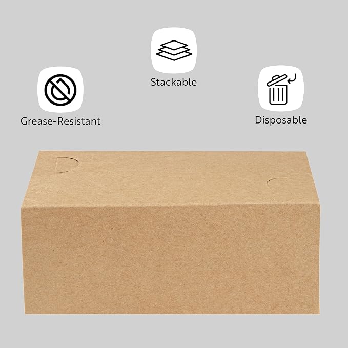 Bio Tek 47 Ounce To Go Boxes, 400 Rectangle Take Out Food Containers - Fast Top Closure, Disposable, Kraft Paper Carry Out Containers, Greaseproof, For Burgers Or Fried Chicken - Restaurantware - Image 4