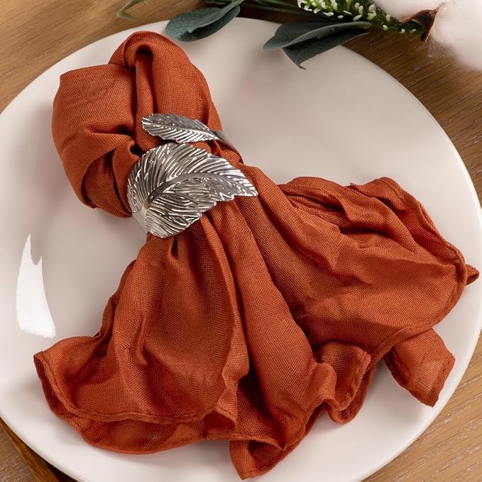 Cloth Napkins Set of 24 21"x21" Reusable Cheesecloth Napkins Terracotta | Boho Rustic Dinner Napkins Washable Gauze Table Napkins Cloth Hemmed Edges for Wedding Bridal Shower Family Gathering Decor - Image 4