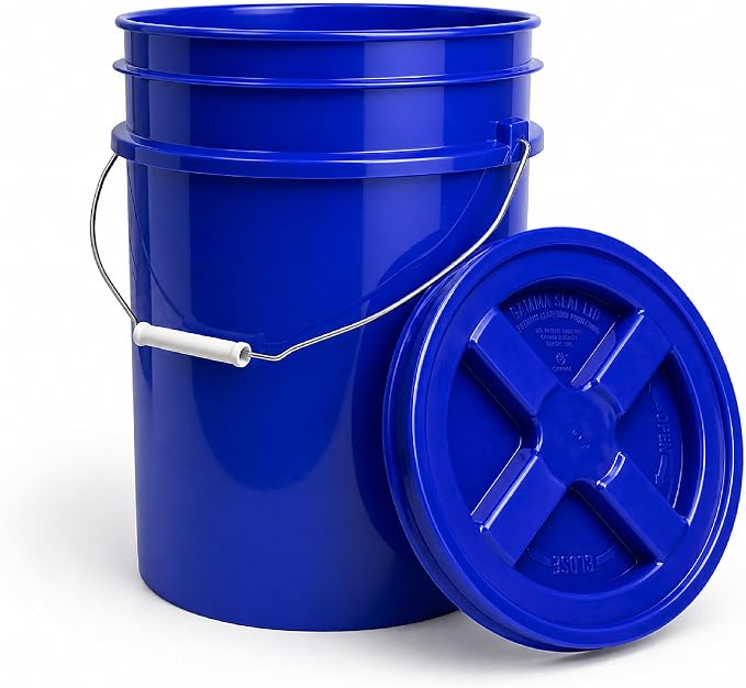 5 Gallon Bucket - Food Grade w/Lid BPA-Free, Blue/Blue, 1 | Airtight Gamma Seal Screw-On Lid, Heavy-Duty 90 Mil HDPE Plastic, Food Safe and Durable Container, Bulk Storage, Made in USA - Image 8